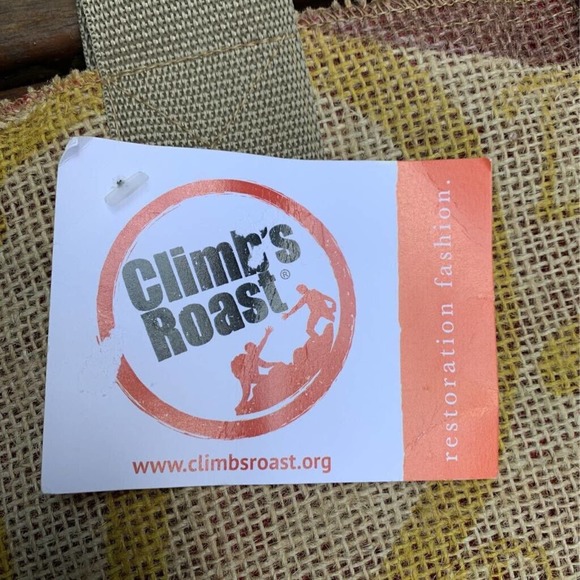 Sackcloth & Ashes Climbs Roast Womens Tote Bag Brown Recycled Burlap USA M New - Picture 7 of 9